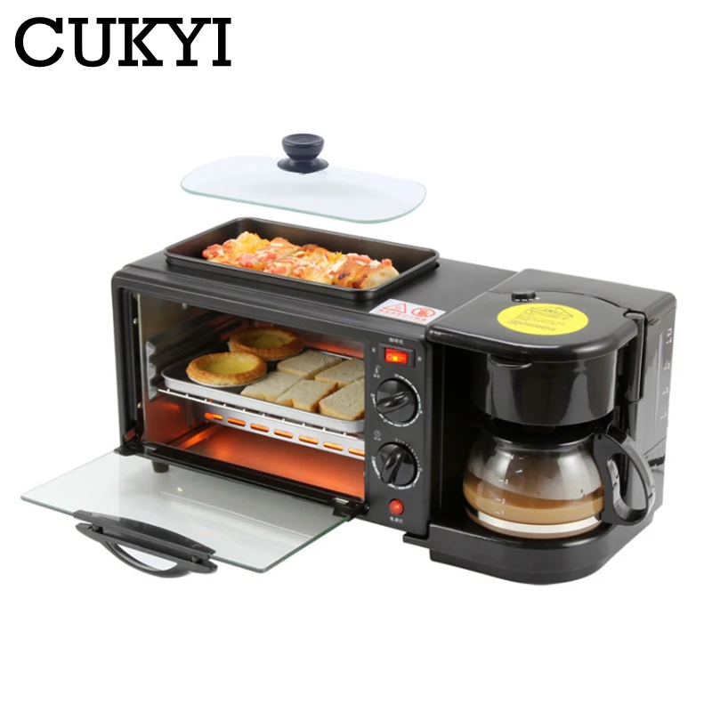 3 in 1 Multifunction Breakfast Making Machine Electric Coffee maker Omelette frying pan bread pizza Baking oven Tea boiler 110V