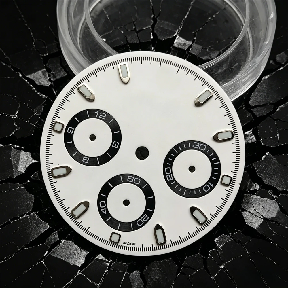삼각대 HILEGU HL00200827 29.5MM 다이얼 VK63 다기능 크로노그래프 페이스 그린 루미너스 3-레지스터 시계 삼각대 액세서리