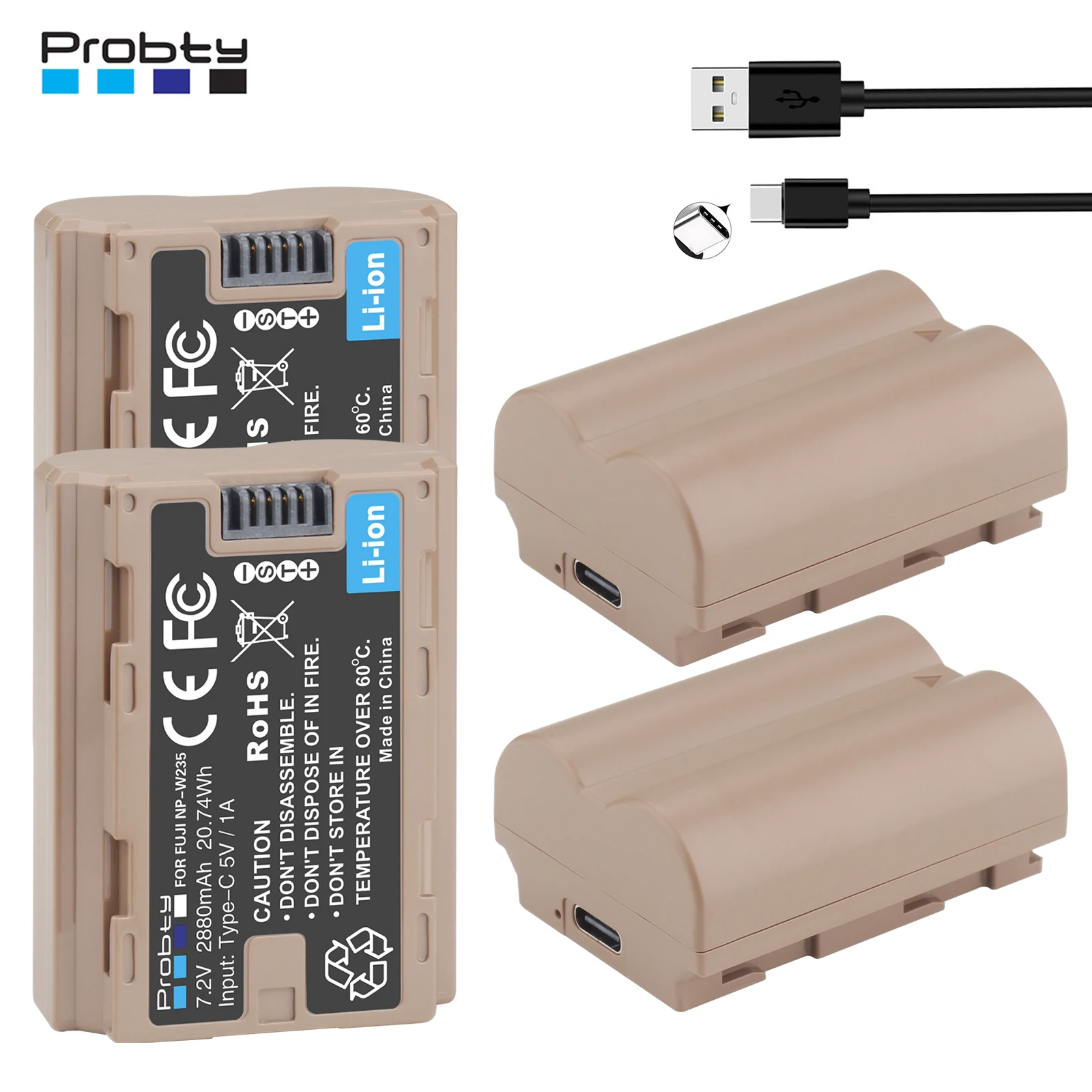 Nuovo Np-W235 Np W235 Con Batteria Con Porta Di Tipo C Per Batteria Fujifilm Np-W235, Adatto Per Fujifilm X-T4, Gfx 100S, Gfx 50S Ii, Vg-Xt4