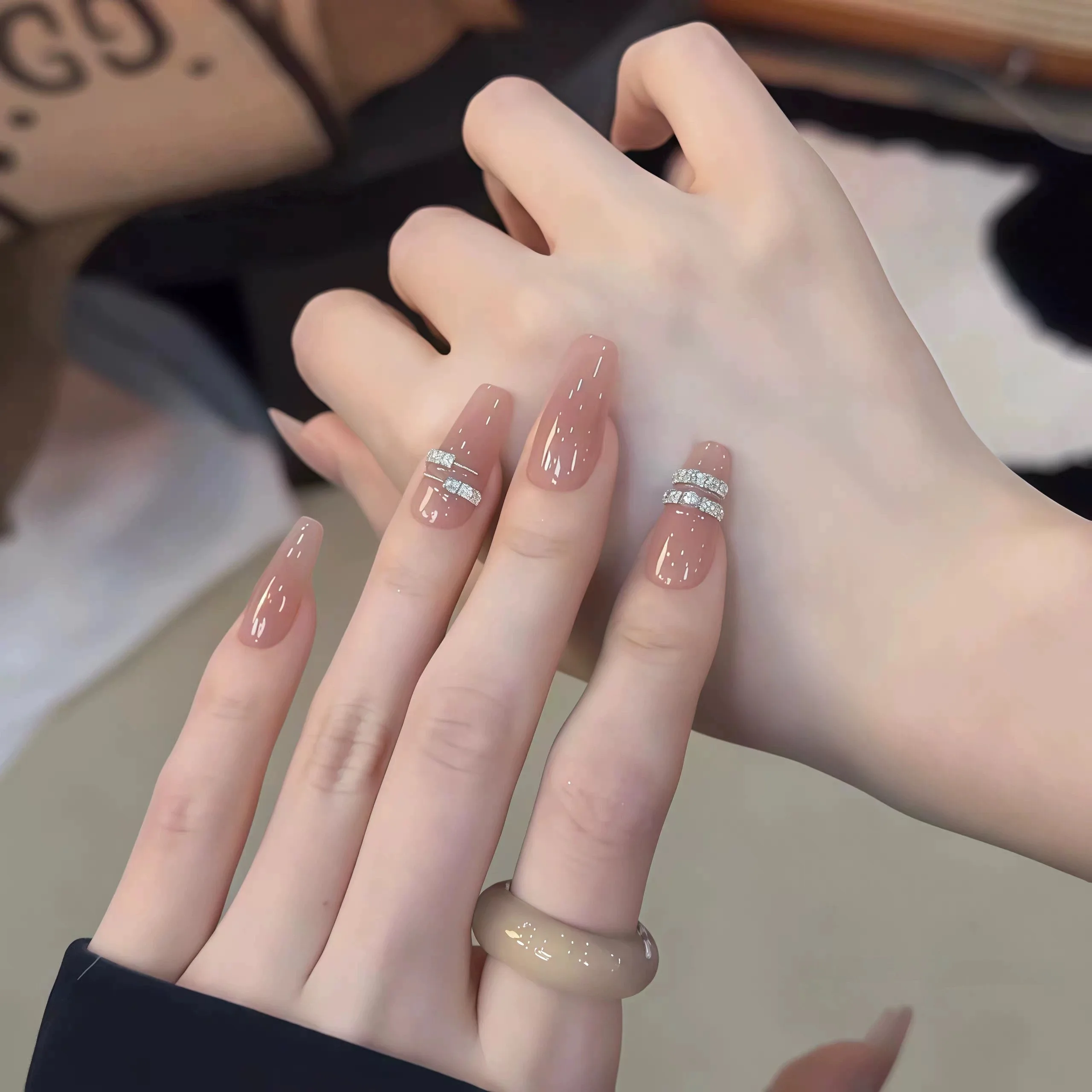 리야 링 매니큐어 1.5mm 사각형 지르콘 네일 아트 장식 샴페인 플랫 바닥 실버 다이아몬드 네일 아트 DIY 매니큐어 액세서리