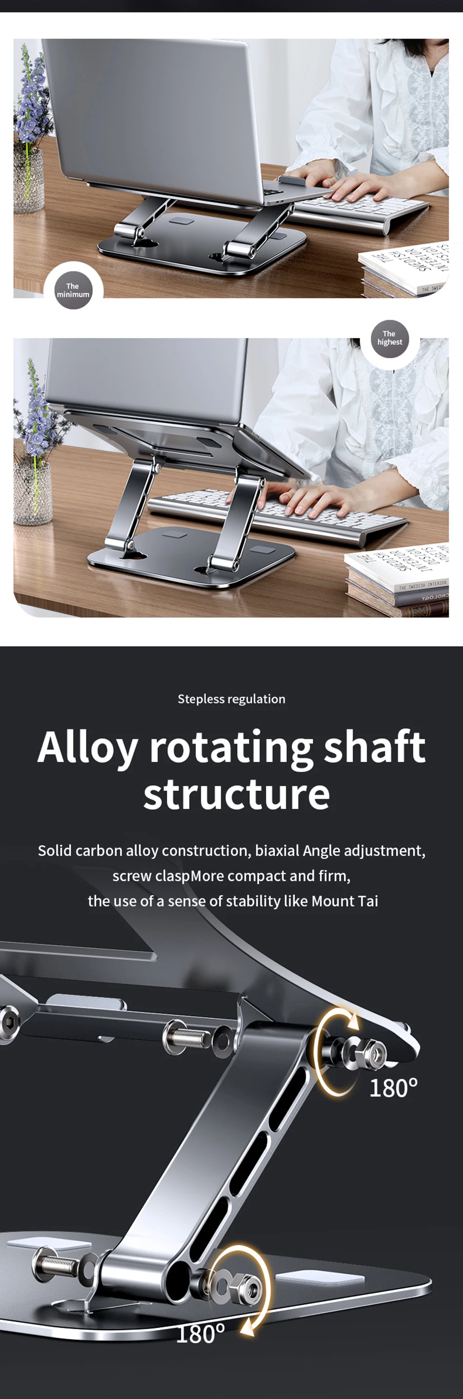 Liga de Alumínio Ajustável Laptop Stand, Portátil