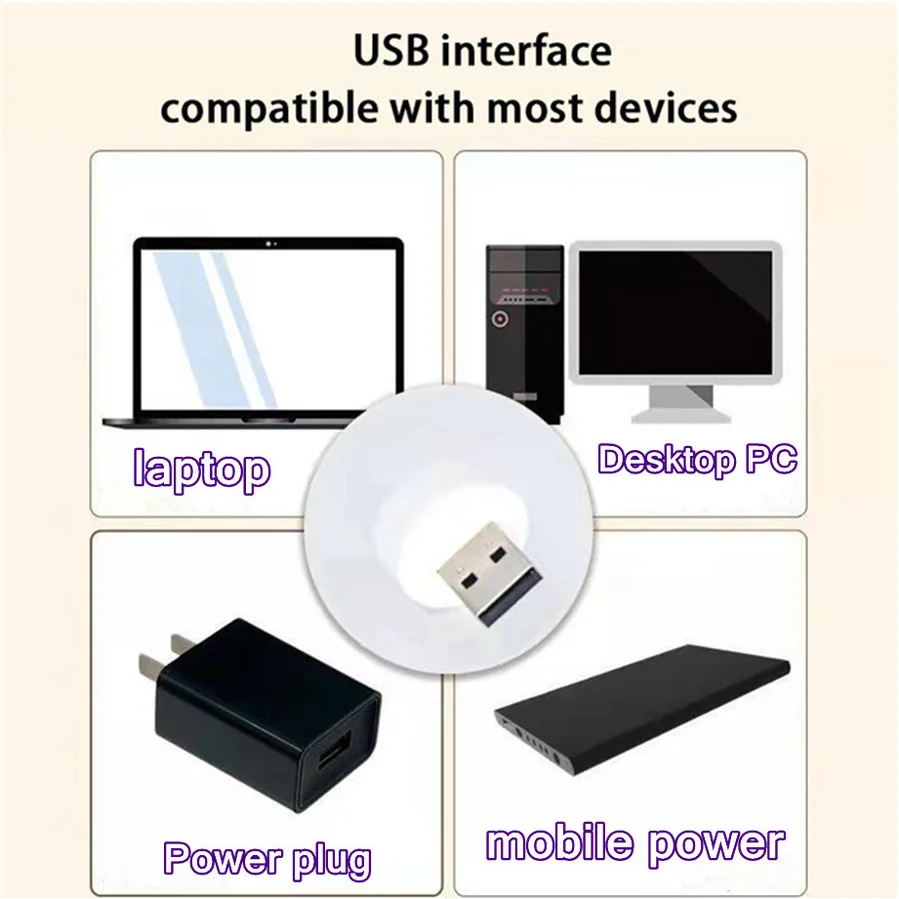 USB Plug Lamp Computer Mobile Power Charging Small Book Lamp LED Eye Protection Reading Light Small Round Night Light