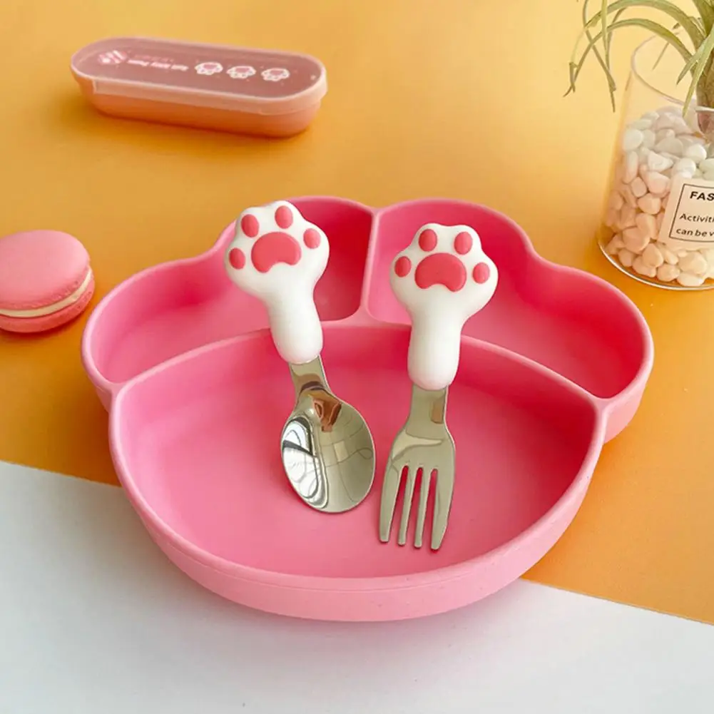 Cartoon Spoon Cute Cat Paw Design Mini Spoon/Fork Mini Dessert Feeding Spoon Baby Cartoon Cutlery Baby Tableware Daily Use