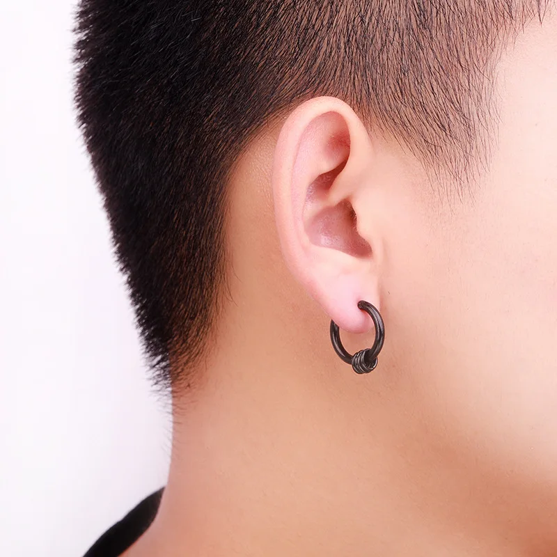 WKOUD 1Pc Punk Steel-color Stainless Steel Painless Ear Clip Earrings For  Men/Women Street Pop Non Piercing Fake Jewelry Gift