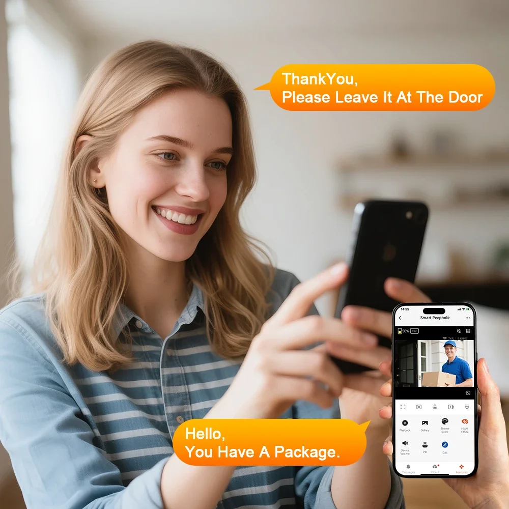 Extractme Telecamera per campanello intelligente Wifi da 4,3 pollici Tuya 1080P Telecamera spioncino per porta Full HD con campanello di rilevamento PIR Видеогла Poi - immagine 3
