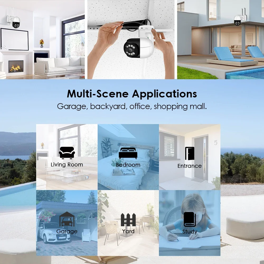 8MP PTZ WiFi IP Camera 4K AI Human Detection Color Night Vision Audio Video Sur