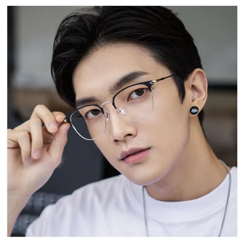 

New 2022 Fashion unisex square Plain glasses for men women Metal frame glasses for party eyeglasses Gentle Black eyebrow frame