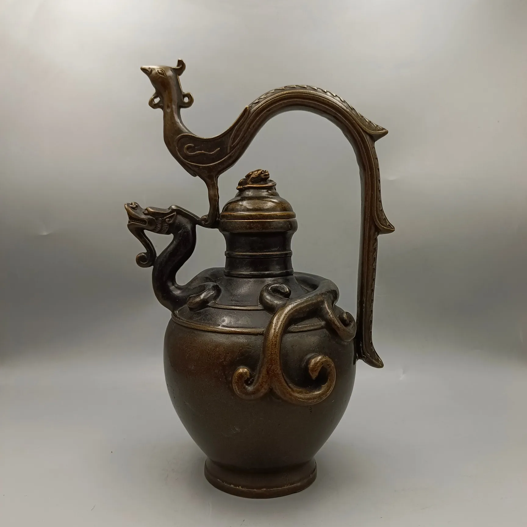 

Longfeng Chengxiang Gaofeng Pot, Copper Wine Pot, Antique Bronze Ware Collection, Copper Ornaments, Polished and Delicate, Thick