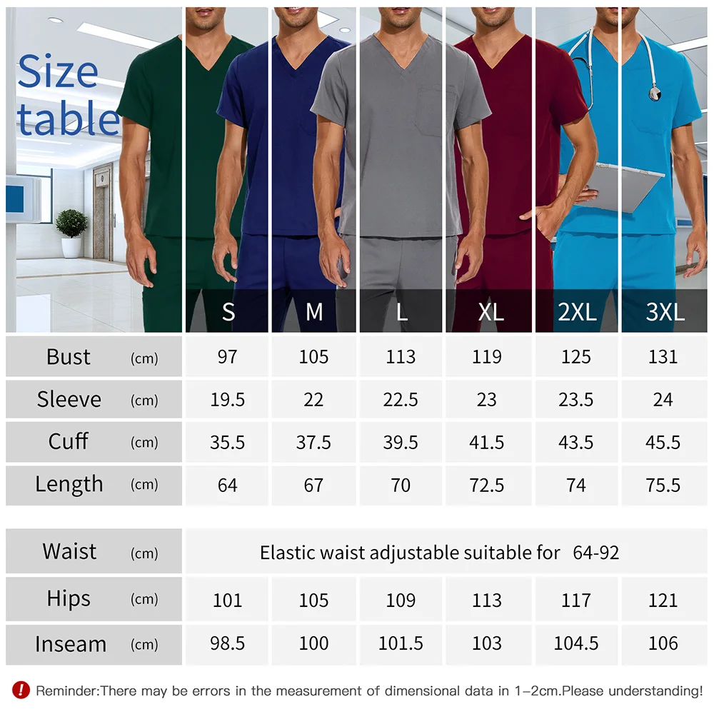 Medical Uniform V Neck Scrub Top + doctor Pant Nursing Clothes