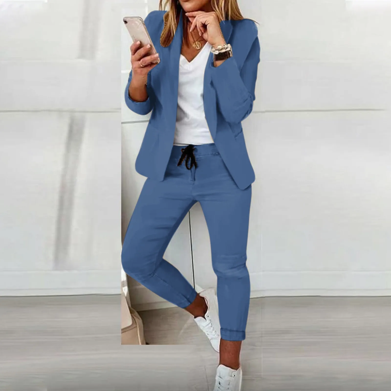 Black Blazer Women 2 Pice Sets Jacket Coat + Pants Set Work Spring Autumn  Top Long Pants Blazer Suit Work Outfits Elegant Sets - Pant Sets -  AliExpress