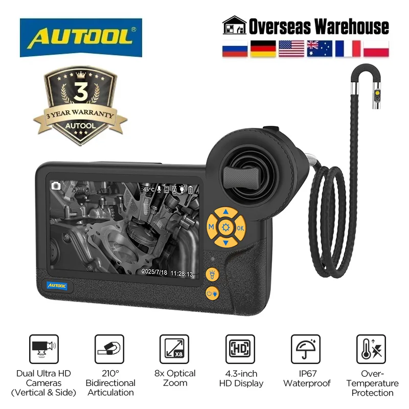 AUTOOL HD 듀얼 카메라 비디오 내시경 SVB403 1280*720 자동차 산업용 내시경 검사 카메라 32GB 메모리 카드 포함 ?