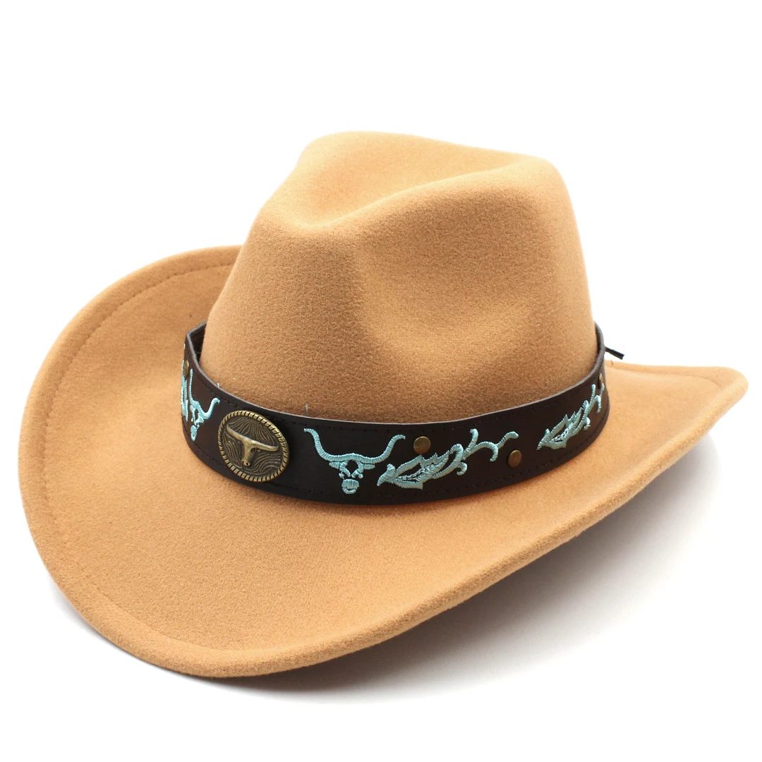 Cowboyhut mit breitem Gürtel für Damen und Herren, Halloween-Kostümzubehör mit Western-Thema – Detail 6