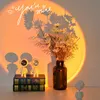 LED Seven Colors Light Sunset Light Astronaut Light Rainbow Projection Night Light 360Degree Rotation Rechargeable Ambient Light 6