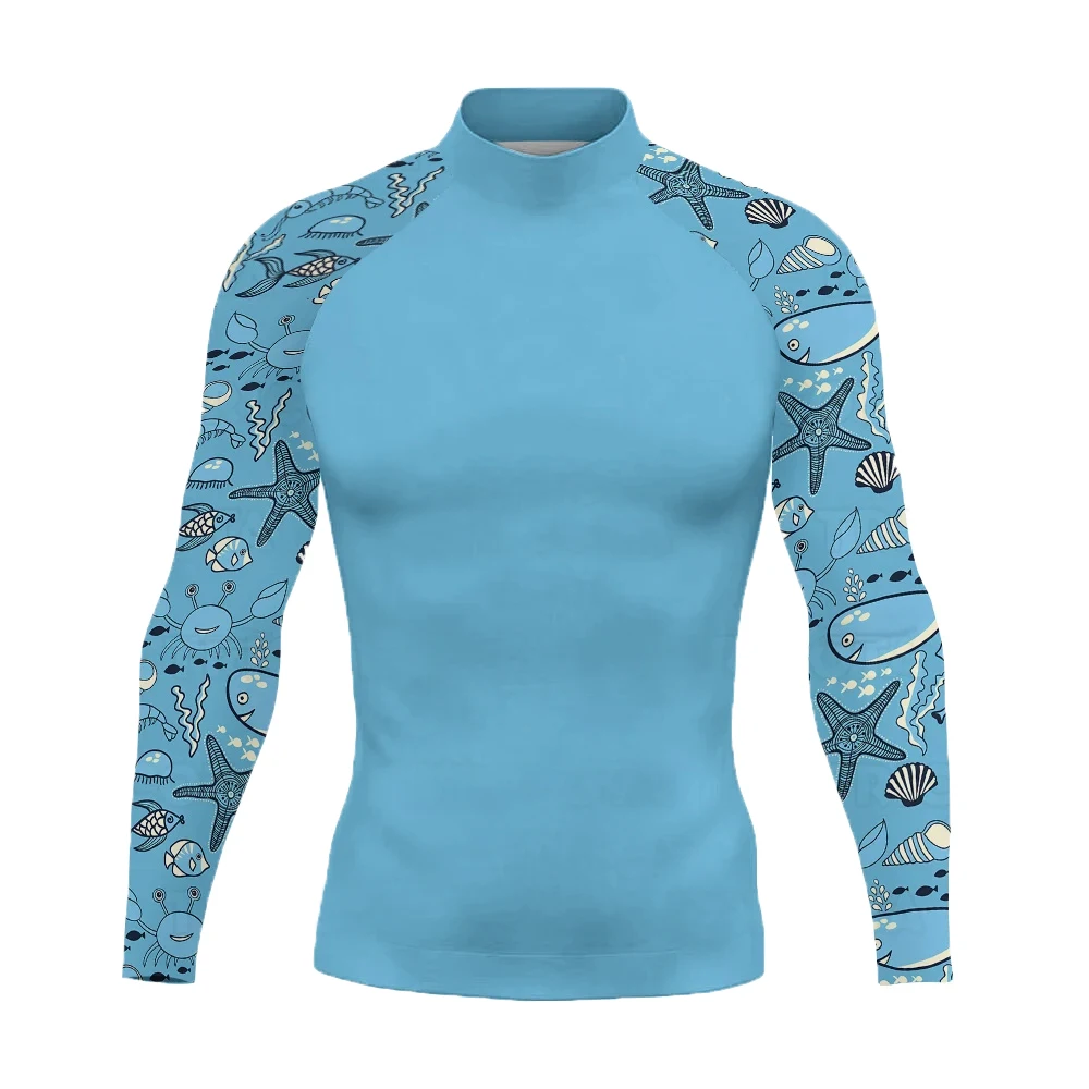 Surf Clothing Men Summer Tights Long Sleeve Swimsuit Rash Guard Surf T-Shirt Swimming Diving Tops Quick Dry