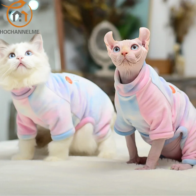 

Женская осенне-зимняя теплая одежда для кошек без волос, бархатная одежда с четырьмя ногами, одежда для кошек