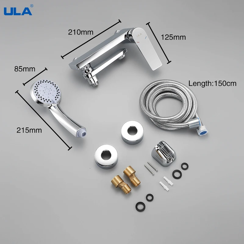 ULA Black Bathtub Faucet Brass Bathroom Shower Faucet with Swivel Tub Spout Shower Mixer Tap with Handheld Shower Mixing Valve 6
