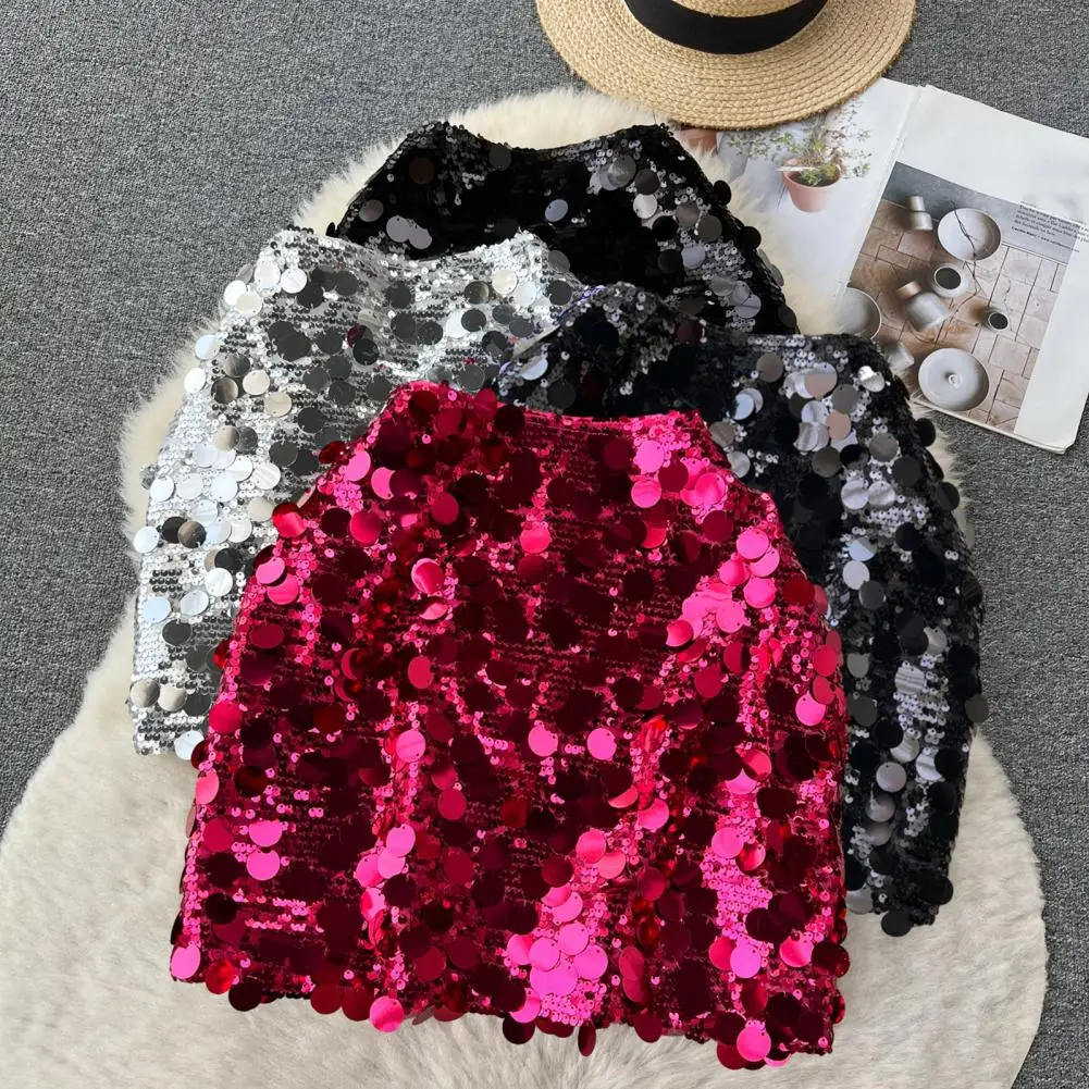 

Shimmering Sequin Skirt Sequin Mini Skirt Sequin High Waist A-line Club Skirt for Women Shiny Solid Color Sheath Slim for Party
