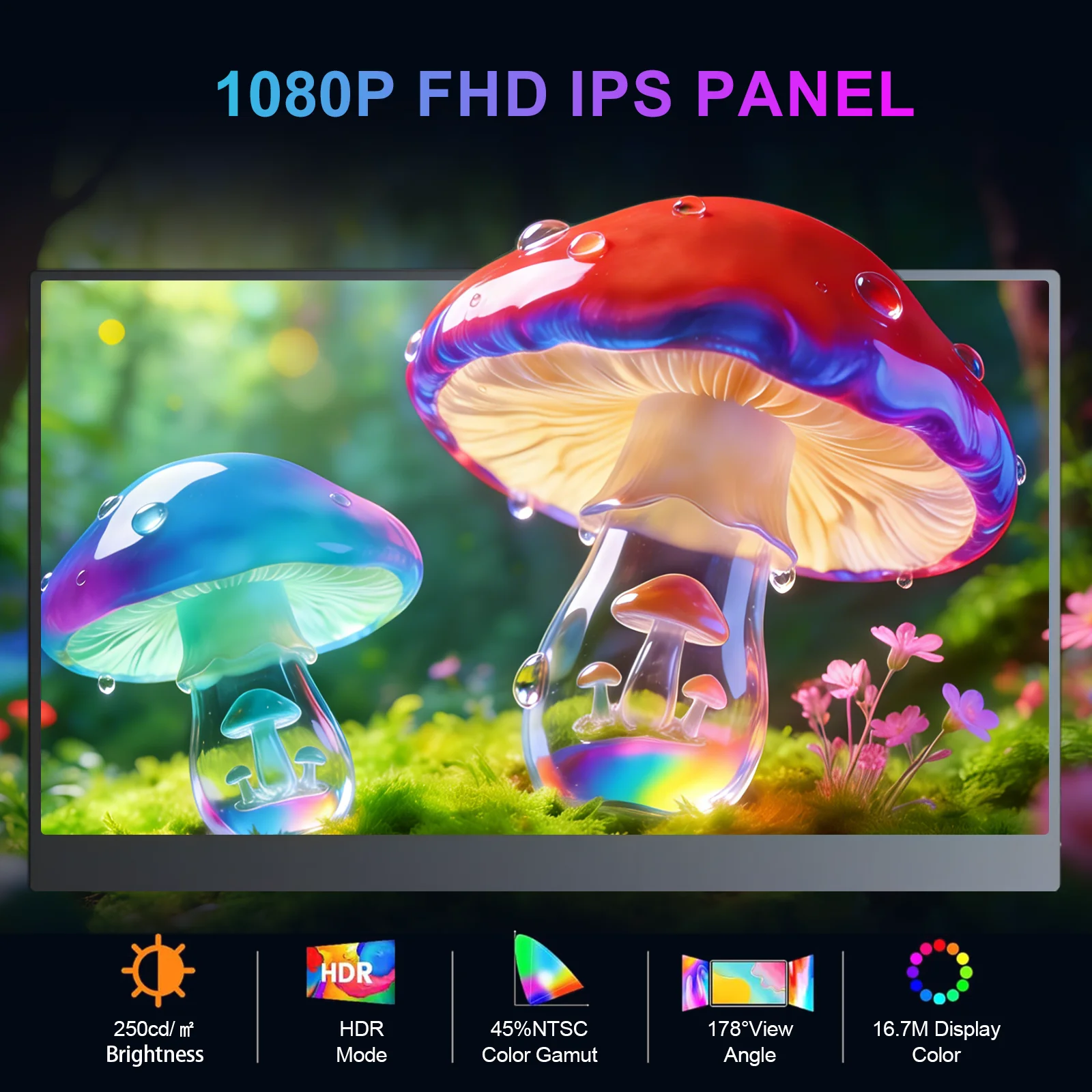 15.6인치 1080P 휴대용 터치 모니터 IPS 178 °   60Hz 45% NTSC 듀얼 스피커 타입-C 미니 HDMI(노트북 폰 스위치 PS4/5 Xbox용)