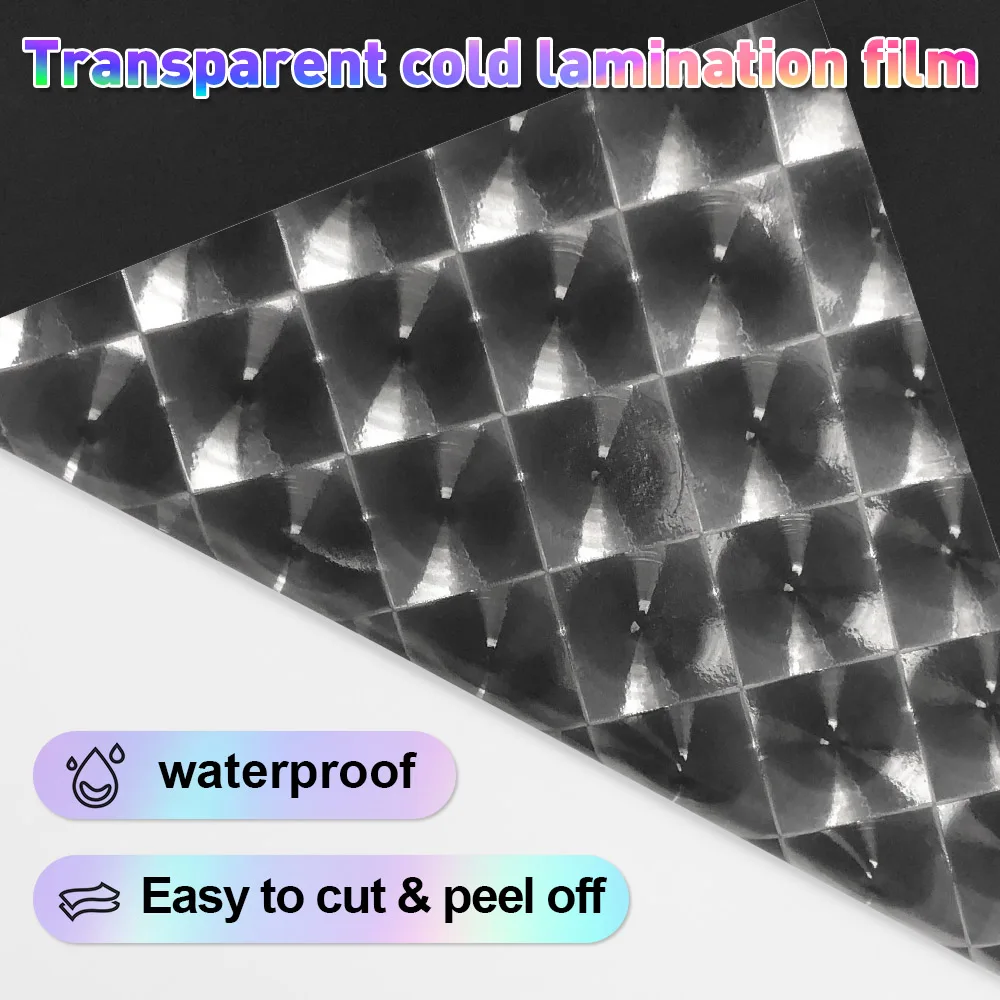 Holographic Cold Lamination Film Sheets - A4 Transparent Waterproof PET Stickers (10 Pack)