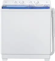 Washing Machine, 40Lbs Compact Washing machine, Twin Tub Laundry Washer Machine with Built-in Drain Pump, Semi-Automati 1