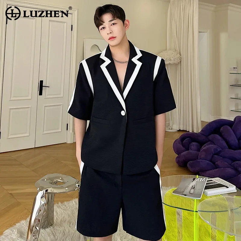 

LUZHEN 2024 Summer Designer Elegant Two-piece Sets Men's Original Loose Short Sleeve Lapel Shirts Casual Shorts Fashion LZ3647