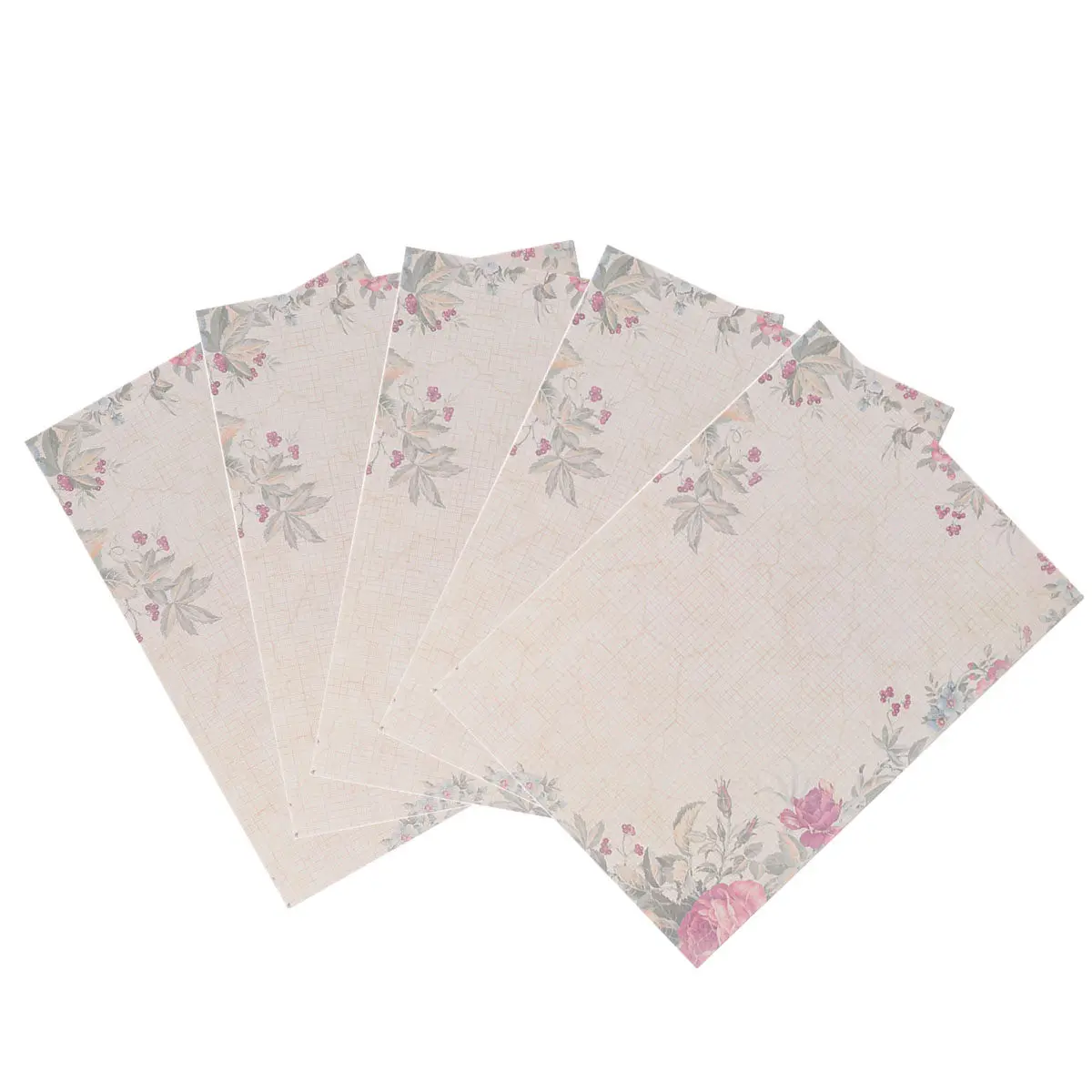 50Pcs 빈티지 편지 쓰기 용지 유럽 스타일 복고풍 문구 낭만적 인 서예 메모 용지 그린 로즈 편지 세트