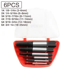Premium Screw Extractor Set - 5/6 Piece Double-Sided Carbon Steel Drill Bits for Broken and Damaged Screws (6PCS)