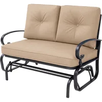 Outdoor Rocking Chair with Cushion Glider Bench for 2 Person, Seating Loveseat Steel Frame for Porch, Patio, Garden 1