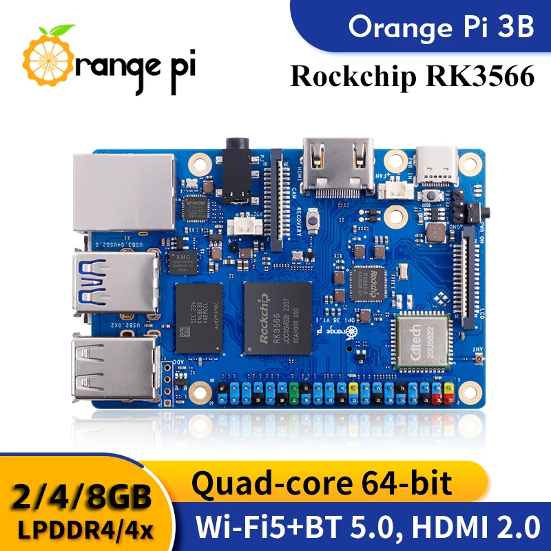 Laranja pi 3b com Emmc Case Ventilador Dissipador de Alimentação Cartão sd para Opi 3b Rk3566 64 Bits gb gb gb de Ram 256g Opcional - Imagem 3