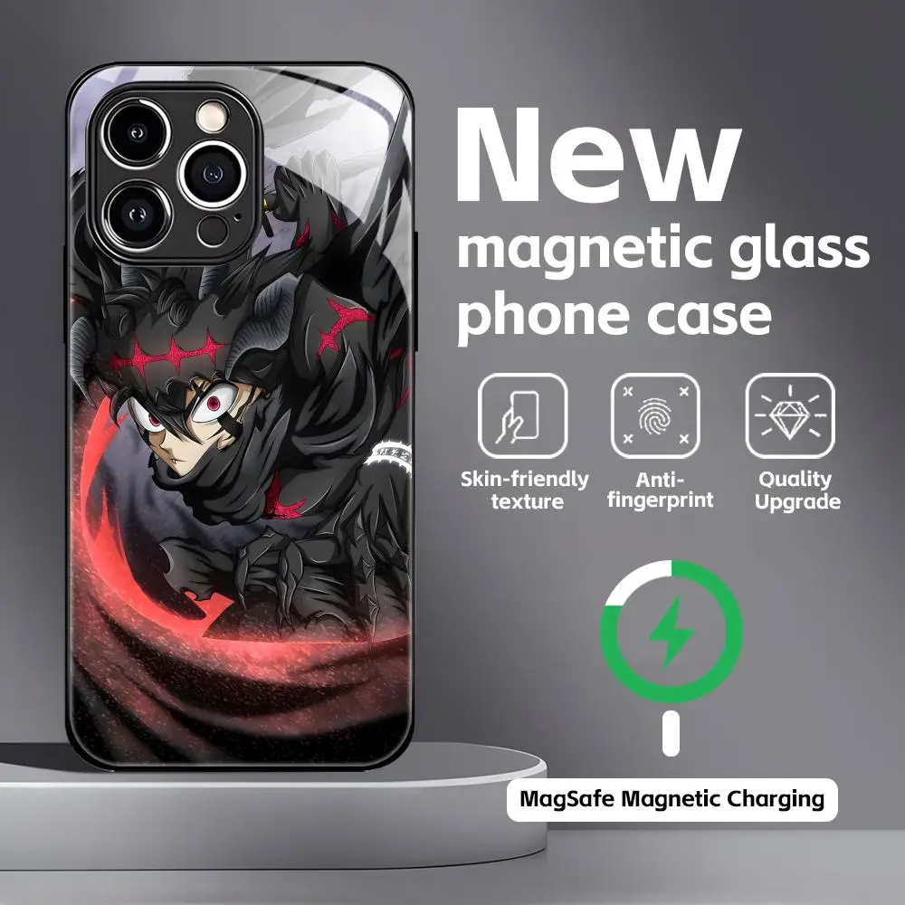 Black Clover Glass Magnetic Phone Case - Anime Design