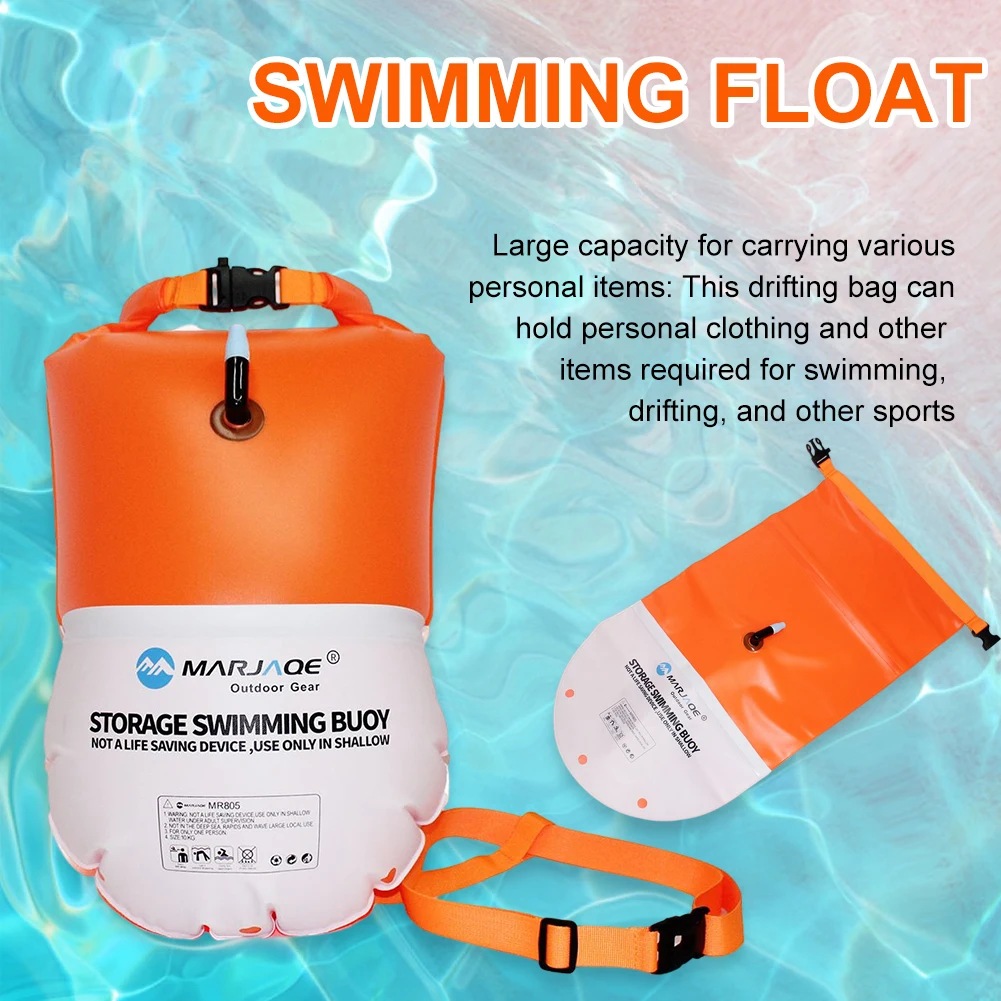 Inflatable Open Swimming Buoy Portable Tow Float Dry Bag PVC Clothing Wallet Storage with Waist Belt Outdoor Swimming Equipment
