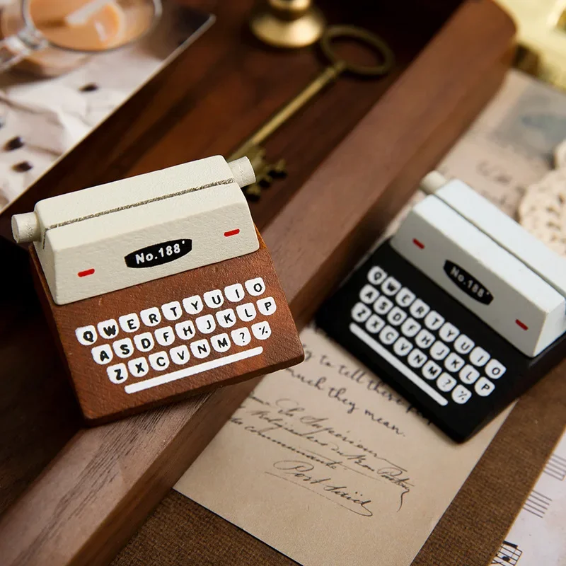 Vintage Typewriter Shape Card Holder Wooden Memo Clips Photocard Holder Kawaii Messege Note Display Stand Office Desk Organizer card holder photo card holder desk organizer desk card holder card display stand postcard holder