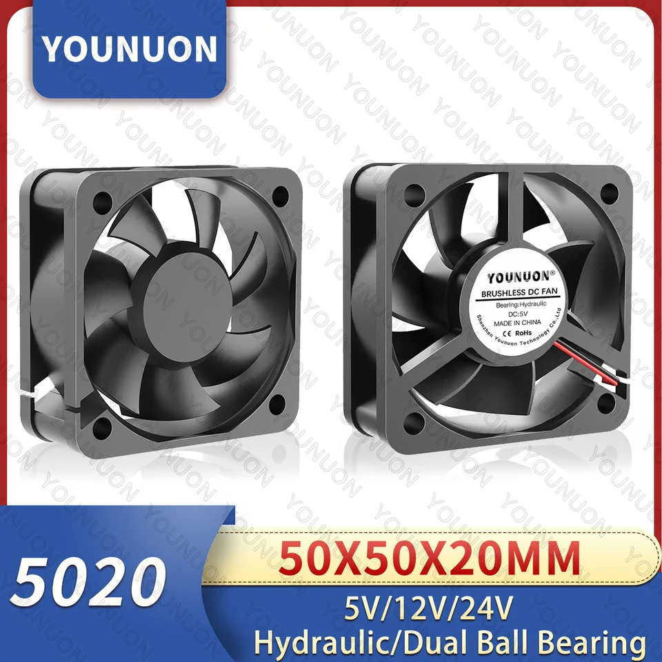 WINSINN Ventola 5015 50 mm 5015 con doppio cuscinetto a sfera 50 x 15 mm, turbina turbo brushless – alta velocità – lunghezza del filo 1 metro (confezione da 4 pezzi