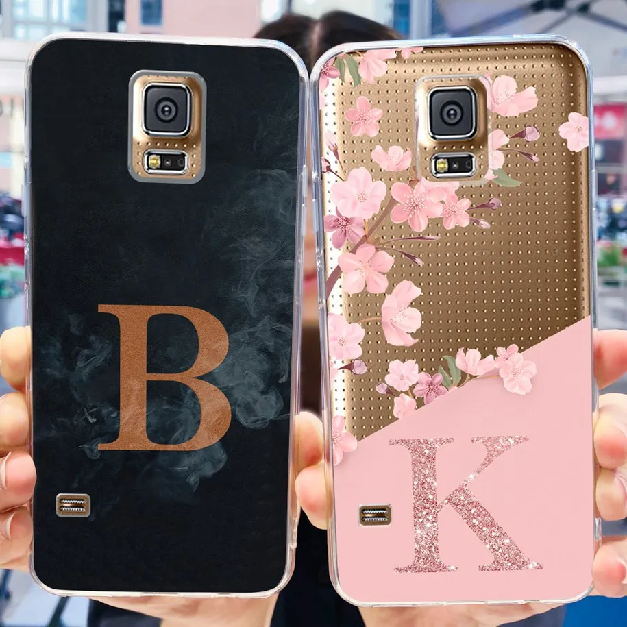 Per Samsung Galaxy S5 Case Sm-G900F G900I G900T Cute Letters Flower Cover Trasparente Per Samsung S5 Neo S 5 Galaxys5 I9600 Capa