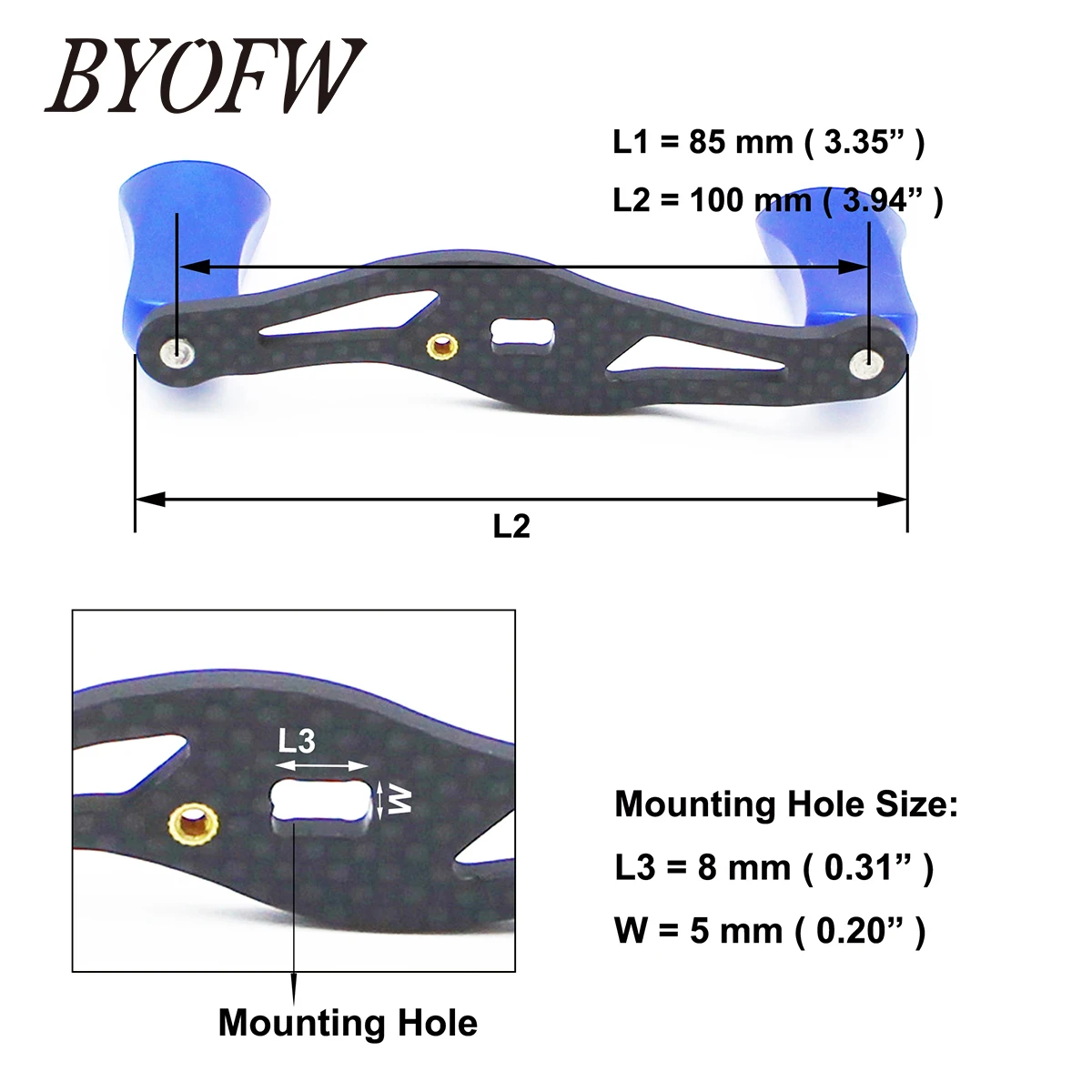 BYOFW-Poignée de moulinet de pêche Baitcasting en fibre de carbone, boutons en alliage pour Premier Garcia Daiwa, bascule légère, remplacement bricolage, 85mm