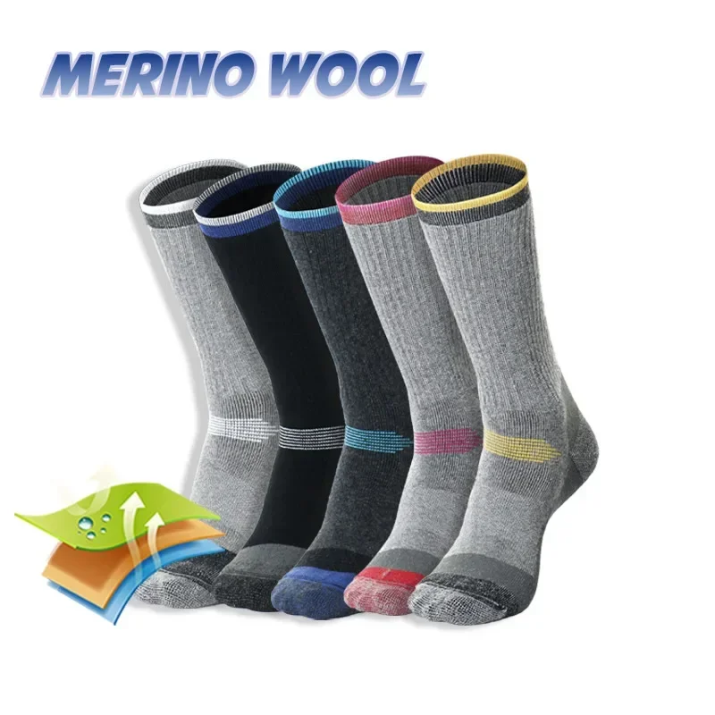 Merino Wool Ski Hiking Thermal Socks Men Women Winter Outdoor Sports Mountaineering Thicken Breathable Size 35-47 2 Pairs