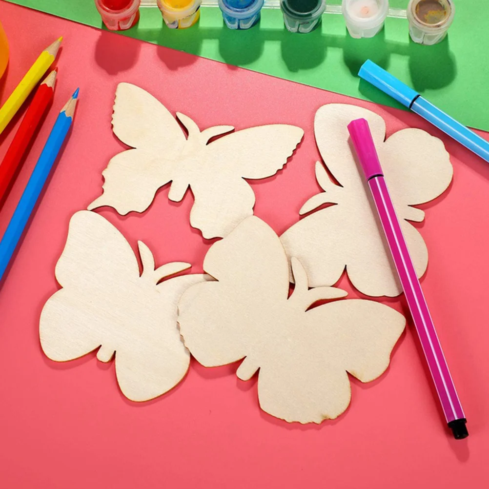 

40 Pcs Ornaments Wood Slice Christmas Decorations Heart-shaped Butterflies Wooden Cutout DIY Child