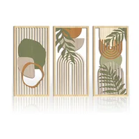 3pcs Bohemian Style Hollow Wooden Wall Art Abstract Geometry Decor for Bedroom Living Room Dining Room Porch 1