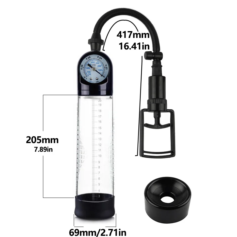 Penis Pump 20.5CM Manual Male Penis Enlarger Sex Toys Vacuum Pump Masturbation Penile Extender Trainer Adults