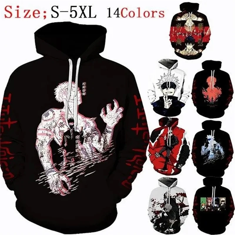 

Новинка толстовка с капюшоном в японском стиле худи с 3D принтом ююютсу кайсена Крутая толстовка с капюшоном в стиле аниме для мужчин и женщин Повседневный пуловер Толстовка Размер XS-4XL