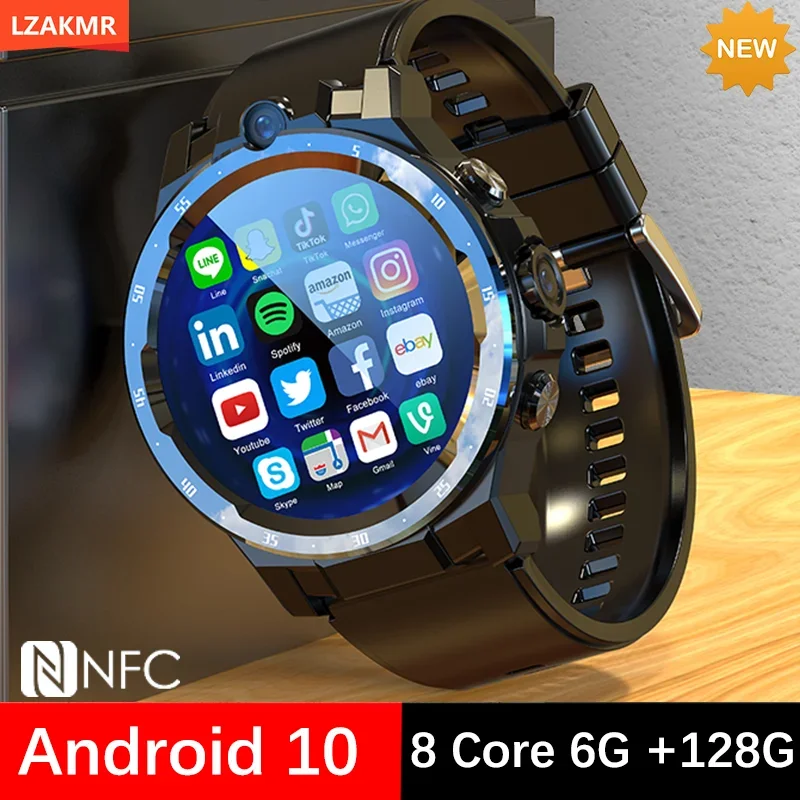 

Смарт-часы мужские, 8 ядер, 6 + 128 ГБ, Android 10, A5, 1,43 дюйма, NFC, GPS, Wi-Fi, 900 мА · ч, 5 Мп