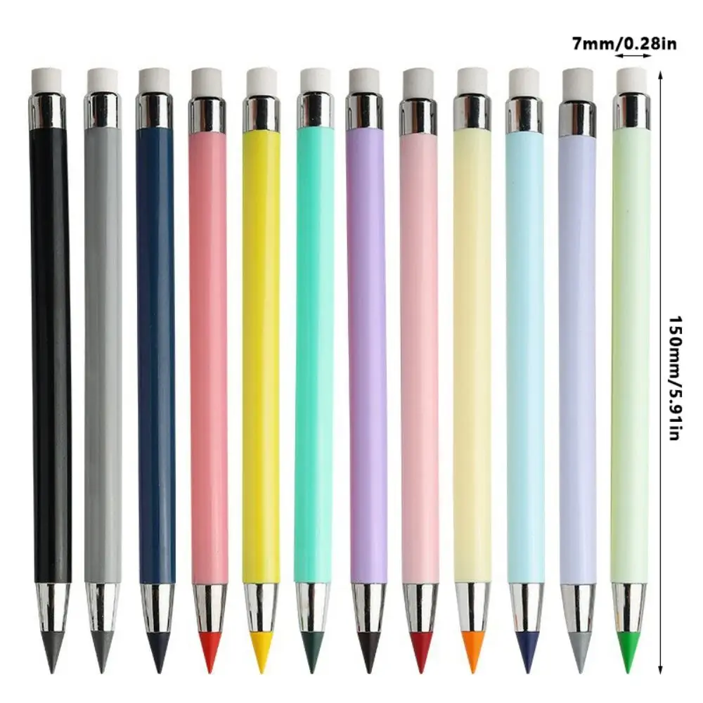 12pcs 다기능 HB 색연필 세트(지우개 포함) 무제한 연필 연속 사용 연필 학교 사무실용