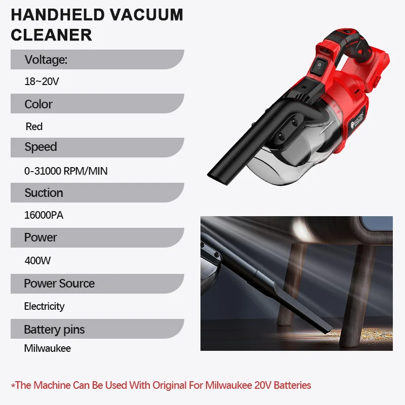 Electric EGOD 5-in-1 Wireless Brushless Handheld Vacuum Cleaner for Milwaukee Battery Floors Carpets Pet Hair Cars Clean Tools handheld vacuum cleaner