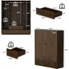 Multi-Tier Shelves, 5 Drawers, Hanging Rod & 4 Louver Doors, Wooden for, Wardrobes 2