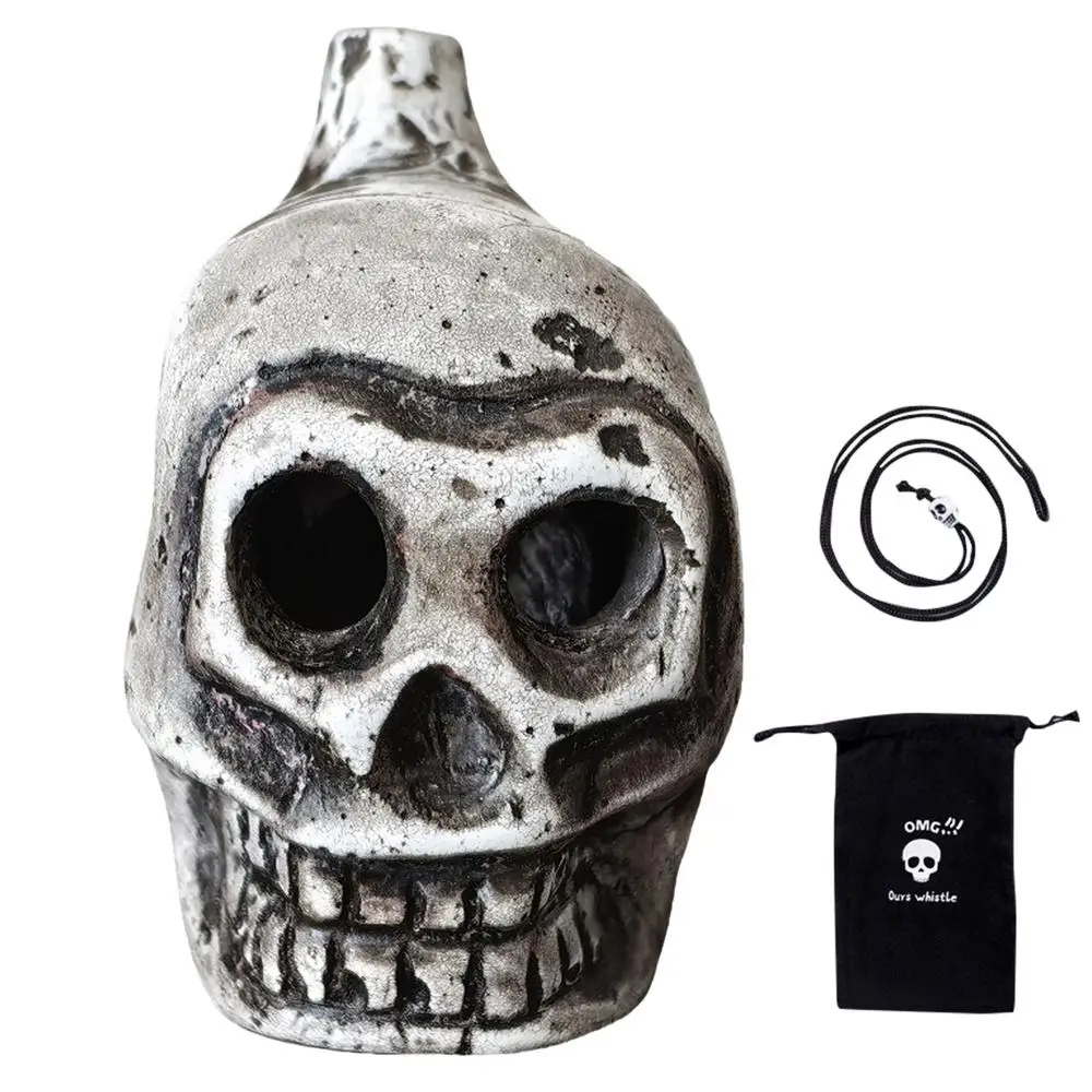 Fischietto di morte azteco, Real Screaming Aztec Death Whistle, fischietto per la morte, 125+Db Urlo umano autentico e reale, Fischietto in ceramica più rumoroso (black white
