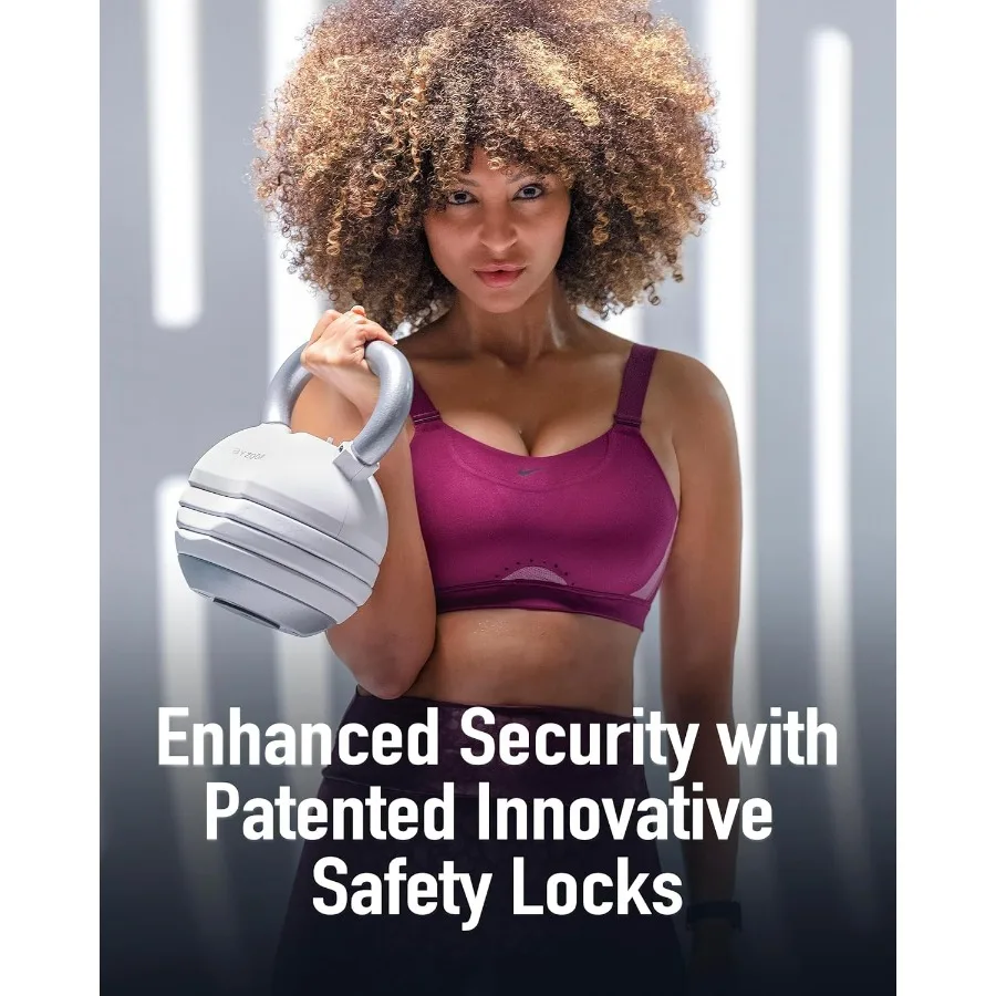 Adjustable Kettlebell 30lb Weight Training Fitness Exercise Full Body Workout 5 in 1 for Home Gym Beginners Woman