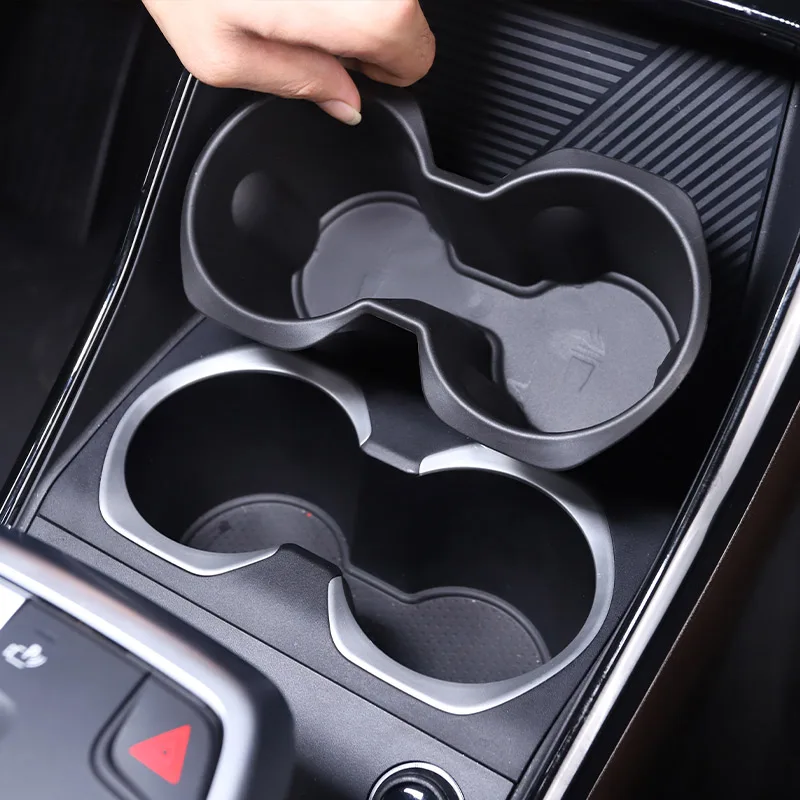 

For BMW X1 U11 2023-2024 TPE Black Car Center Console Water Cup Holder Storage Box Car Interior Accessories
