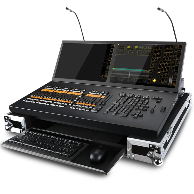 

with case New Double 19-inch Touch Screen Display Black Horse A Lighting Controller MA Console For Bar dj Stage Show Equipment