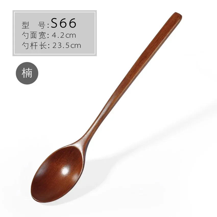 1Pcs Korea-style Wood Soup Spoon Long Handle Wooden Tea Dessert Spoon Coffee Stirring Spoons Natural Ladle Cooking Scoop images - 6