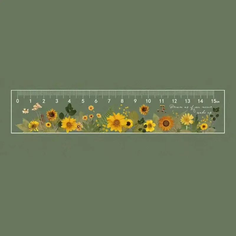 15CM 꽃무늬 자 학생 문구 용품 측정 도구 그림 용품 학생 측정 자 아크릴 자